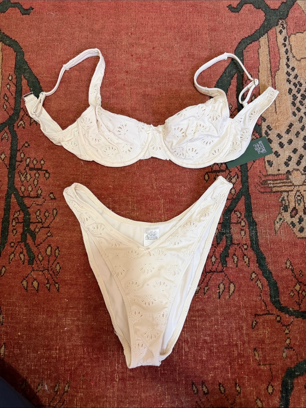 wild fable Cream Eyelet Bikini Set